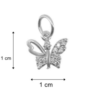 Pandantiv, Jolie Silver, Argint 925, Model Fluture Cu Pietre, 0.5 g, 1 x 1 cm - Img 5