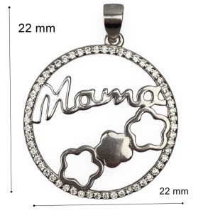 Pandantiv, Jolie Silver, Argint 925, Model Mama (cerc cu flori), Zirconiu, 22 x 22 mm, 3 g - Img 8