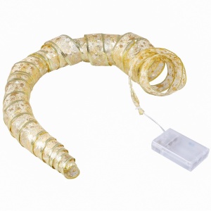 Panglică LED de Crăciun Flippy Aurie, lungime 1 m , 10 LED-uri, Baterii, Alb cald - Img 3