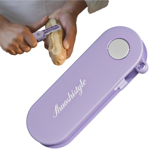 Peeler pentru Legume si Fructe, Flippy, 3.6 x 9.1 cm, Multifunctional, Curatator Pliabil, din ABS si Otel Inoxidabil, Mov - Img 7