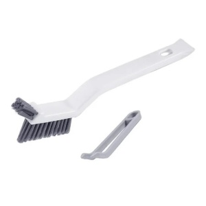 Perie 3in1 de Curatat Podele si Rosturi, Flippy, Lungime Maner 28 cm, Peri din PP, Otel si Plastic, Cleste pentru Scame si Par Inclus, Alb - Img 1