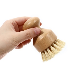 Perie de Curatat Vase si Alimente, Flippy, din Lemn de Bambus, 8 x 5 cm, Perie din Sisal, Maro - Img 3