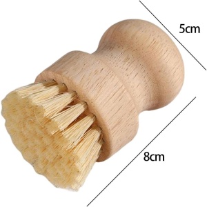 Perie de Curatat Vase si Alimente, Flippy, din Lemn de Fag, 8 x 5 cm, Perie din Sisal, Bej - Img 3