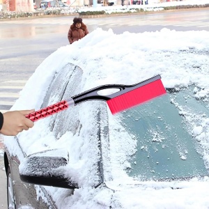 Perie de Zapada cu Racleta pentru Masina, Flippy, Multifunctionala, Demontabila, cu Maner Antiderapant, Aluminiu, Plastic, Fragmentarea Ghetii de pe Parbriz, Solutia pentru Iarna, pentru Dezghetare, 68x24x11.1 cm, Rosu - Img 6
