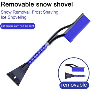 Perie de Zapada cu Racleta pentru Masina, Flippy, Multifunctionala, Demontabila, cu Maner Antiderapant, Aluminiu, Plastic, Fragmentarea Ghetii de pe Parbriz, Solutia pentru Iarna, pentru Dezghetare, 68x24x11.1 cm, Albastru - Img 2