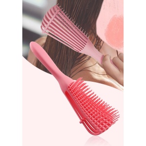 Perie Flexibila, Flippy, pentru Descurcat Par Cret/Umed si Uscat, 8 Brate Mobile, din TPE, 24.5 x 4.5 x 2 cm, Roz - Img 2
