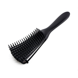 Perie Flexibila, Flippy, pentru Descurcat Par Cret/Umed si Uscat, 8 Brate Mobile, din TPE, 24.5 x 4.5 x 2 cm, Negru - Img 7