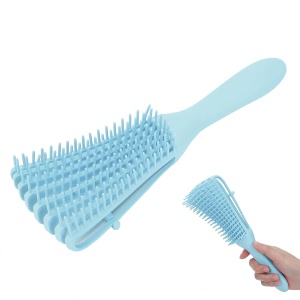 Perie Flexibila, Flippy, pentru Descurcat Par Cret/Umed si Uscat, 8 Brate Mobile, din TPE, 24.5 x 4.5 x 2 cm, Albastru - Img 2