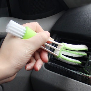 Perie Multifunctionala de Curatare, Flippy, pentru Ventilatie Auto, Doua Capete, Moale, Microfibra, Alb-Verde, 16.25cm - Img 10