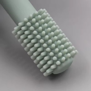 Periuta de Dinti din Silicon pentru Bebelusi, Flippy, fara BPA, 360 Grade, Bariera Anti-Inghitire, Maner Ergonomic, 12.5 x 15 cm, Turcoaz - Img 5