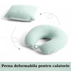 Perna de calatorie, Flippy , 2 in 1, cu Particule de Spuma cu Memorie, Verde - Img 4