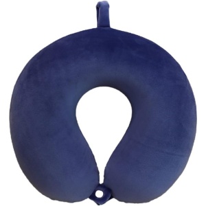 Perna de Calatorie in Forma de U, Flippy, Pentru Gat si Cap, Umplutura din Spuma cu Memorie, 30x30 cm, Sistem Prindere Capse, Cutie de Depozitare, Albastru Marin - Img 4