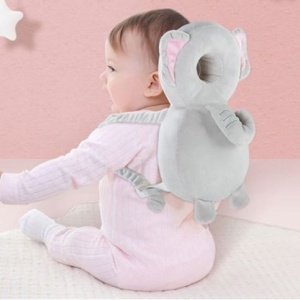 Perna tip Rucsac pentru Protectia Capului, Flippy, Tetiera tip Elefant de Plus, pentru Bebelusi, 33x6x19 cm, 180 g, Gri - Img 3
