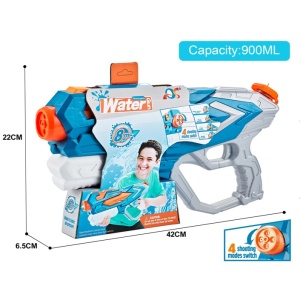 Pistol cu Apa pentru Copii, Rezervor, Pentru Piscina/Plaja, Flippy, 6ani+, Albastru, 4 duze, 900ML - Img 2