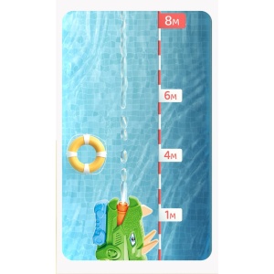 Pistol cu Apa pentru Copii, Rezervor, Pentru Piscina/Plaja, Flippy, 6ani+, Triceratops, 3 duze, Verde, 1330ML - Img 4