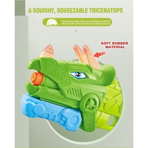 Pistol cu Apa pentru Copii, Rezervor, Pentru Piscina/Plaja, Flippy, 6ani+, Triceratops, 3 duze, Verde, 640ML - Img 6