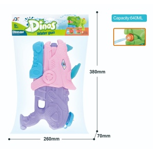 Pistol cu Apa pentru Copii, Rezervor, Pentru Piscina/Plaja, Flippy, 6ani+, Triceratops, 3 duze, Roz, 640ML - Img 4