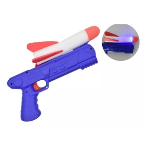 Pistol de Jucarie, Flippy, cu Lansator de Racheta, din Polistiren/Plastic, Lumina LED, +3 Ani, Albastru/Rosu - Img 2