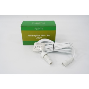 Prelungitor, Flippy, cauciuc, 220 volti, 5 metri, fir alb - Img 1