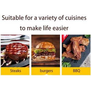 Presa Manuala pentru Carne, Flippy, din Aliaj de Aluminiu, Maner din Lemn, Presa pentru Burgeri, Usor de Curatat si Folosit, Patrata, 16x16x6 cm, Neagra - Img 7