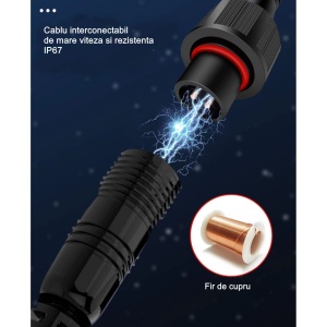 Proiector LED cu Panou Solar Flippy, Senzor de lumina, Waterproof, 140 LED-uri incorporate, 65W, 19.5x17 cm, 3000 mAh, IP67, Design Modern, Negru - Img 7