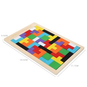 Puzzle Montessori, Flippy, din Lemn, Tip Tetris, +36 Luni, Forme Neregulate, 40 Piese, 26.5 x 17.7 cm, Multicolor - Img 7