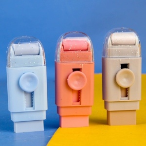 Radiera, Flippy, cu 2 Rezerve, Reglare Pull-Push, din Cauciuc, Crem - Img 5
