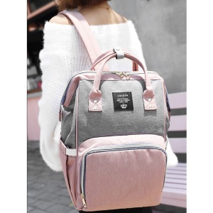 Rucsac Multifunctional pentru Mamici, Flippy, din Panza Oxford, Compartimentare Multipla, Impermeabil, 43 x 18 x 26 cm, Roz/Gri - Img 9