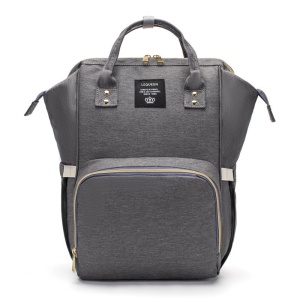 Rucsac Multifunctional pentru Mamici, Flippy, din Panza Oxford, Compartimentare Multipla, Impermeabil, 43 x 18 x 26 cm, Gri Inchis - Img 1