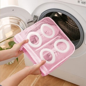 Sac pentru Spalare Incaltaminte, Flippy, pentru Masina de Spalat, 28x24.5x8 cm, Roz - Img 2