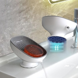 Savoniera din Plastic, Flippy, cu Ventuza, Design Modern, Gri - Img 4