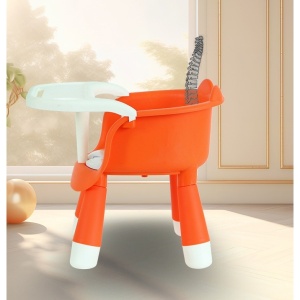 Scaun de Masa pentru Copii, Flippy, 2 in 1, Tavita Detasabila, Spatar Ergonomic, +6 Luni, Inaltime 36 cm, Portocaliu - Img 3