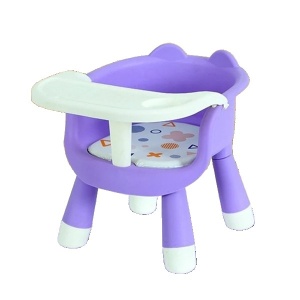 Scaun de Masa pentru Copii, Flippy, 2 in 1, Tavita Detasabila, Spatar Ergonomic, +6 Luni, Inaltime 36 cm, Mov - Img 1