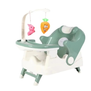 Scaun pentru Copii 2 in 1, Flippy, pentru Servit Masa si pentru Baie, Multifunctional, Pliabil, Portabil, din Plastic, Spatar Reglabil, 58 x 39 cm, Verde Deschis