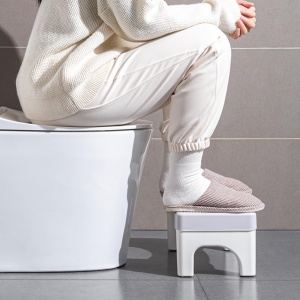 Scaunel WC, Flippy, Tratament Impotriva Hemoroizilor si Constipatiei, Scaun Inaltator WC Copii, Suport Picioare WC, Taburet Inaltator Pozitia Corecta Ghemuit Pe WC, Plastic Rezistent, 17x22x38 cm, Alb - Img 6