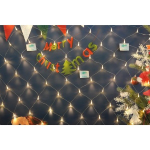 Sectiune Instalatie de Craciun Flippy, Tip Plasa, 120 LED-uri, 1.5 x 1.5 m, 8 jocuri de lumini, Interconectabila, Fir transparent, Alb cald - Img 3
