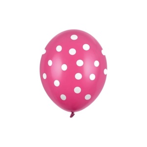 Set 10 Baloane din Latex, Flippy, Model Party cu Buline si Simple, 30 cm, Fucsia, 2.8 g - Img 2
