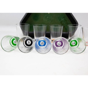 Set 10 pahare de shot Flippy, cu Suport de Biliard, 30 ml, din sticla, 10 x 10 cm, multicolor - Img 6