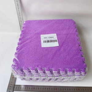 Set 10 Piese Covor tip Puzzle, Flippy, Spuma EVA, Pufos, 30 x 30 x 1 cm, Mov - Img 5