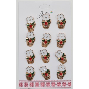 Set 12 Brose Martisor Primavara Cos Floare cu Buburuza