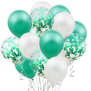 Set 15 baloane pentru petrecere, Flippy, alb/verde, 30 cm - Img 1
