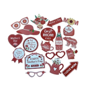 Set 18 Accesorii pentru Petrecere, Props pentru Coltul de Poze, Tematica Ziua Mamei, Multicolor - Img 1