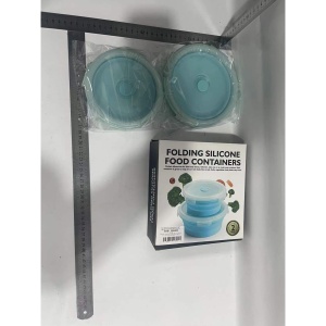 Set 2 caserole rotunde pliabile Flippy, din silicon, rezistenta la temperaturi ridicate, usor de depozitat si curatat, 500 si 800 ml, utilizare in cuptorul cu microunde, albastra - Img 6