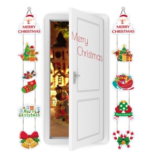 Set 2 Decoratiuni de Craciun, Flippy, de Agatat, pentru Usa, Sfoara Inclusa, 21 cm/28 cm, din Hartie 350g, Multicolor - Img 2