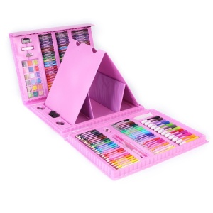 Set 208 Piese, Complet pentru Pictura si Desen, Flippy, Tip Servieta, 3-12 Ani, 32.6 x 27.7 x 6 cm, Roz - Img 1