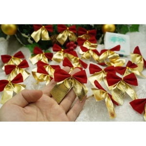 Set 24 fundite pentru brad, Rosii-Aurii , 5 x 6 cm, din poliester, Flippy - Img 2
