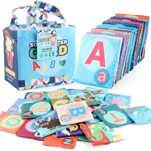 Set 26 Carduri din Panza cu Doua Fete, Flippy, Model Litere, Educational, Interactiv, Saculet Inclus, Multicolor - Img 10