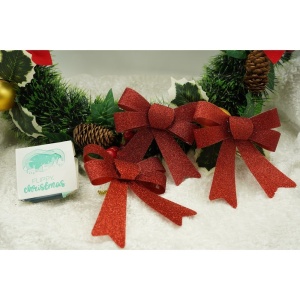 Set 3 fundite pentru brad, Rosii, cu sclipici, 10 x 11 cm, din poliester, Flippy - Img 3