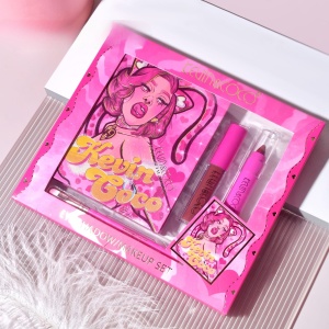 Set 4 Produse de Machiaj, KEVIN &amp; COCO, Pink Loving-heart Leopard Girl, 18 culori, 20.5 x 18.2 x 2.2 cm - Img 3