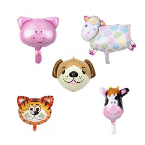 Set 5 Baloane Folie Metalizata, Flippy, Figurine Animale Domestice, 30 cm, Ambalaj Individual, Pai inclus, Umflare cu Aer sau Heliu, Multicolor - Img 1